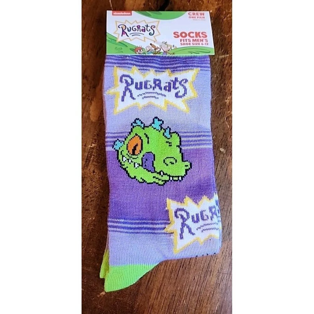 ODD SOX Nickelodeon RUGRATS Brand Logo Novelty Crew Socks Men’s 6-12 Chuckie